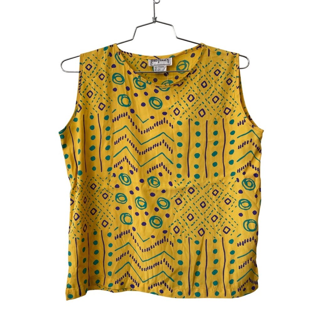 Vintage 90s Lord Isaacs Sleeveless Tank Top Size Large Geometric Deadstock NEW